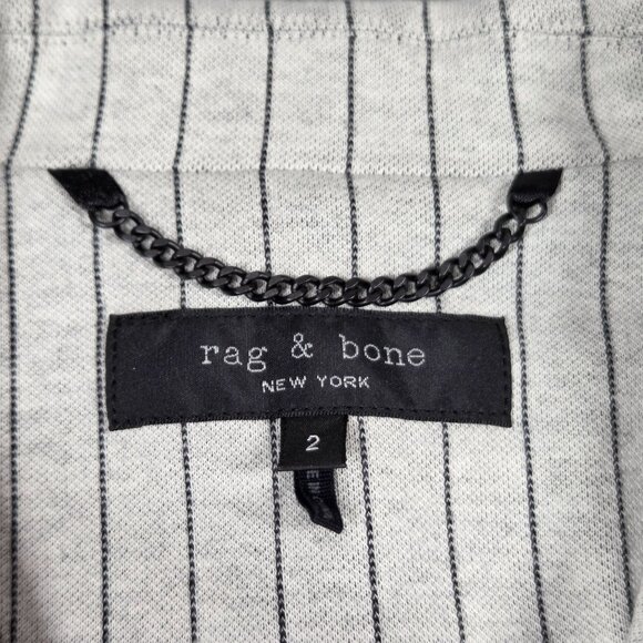 Rag & Bone Blazer Womens 2 Slade Gray Pinstripe Ponte Knit Jacket - Picture 3 of 11